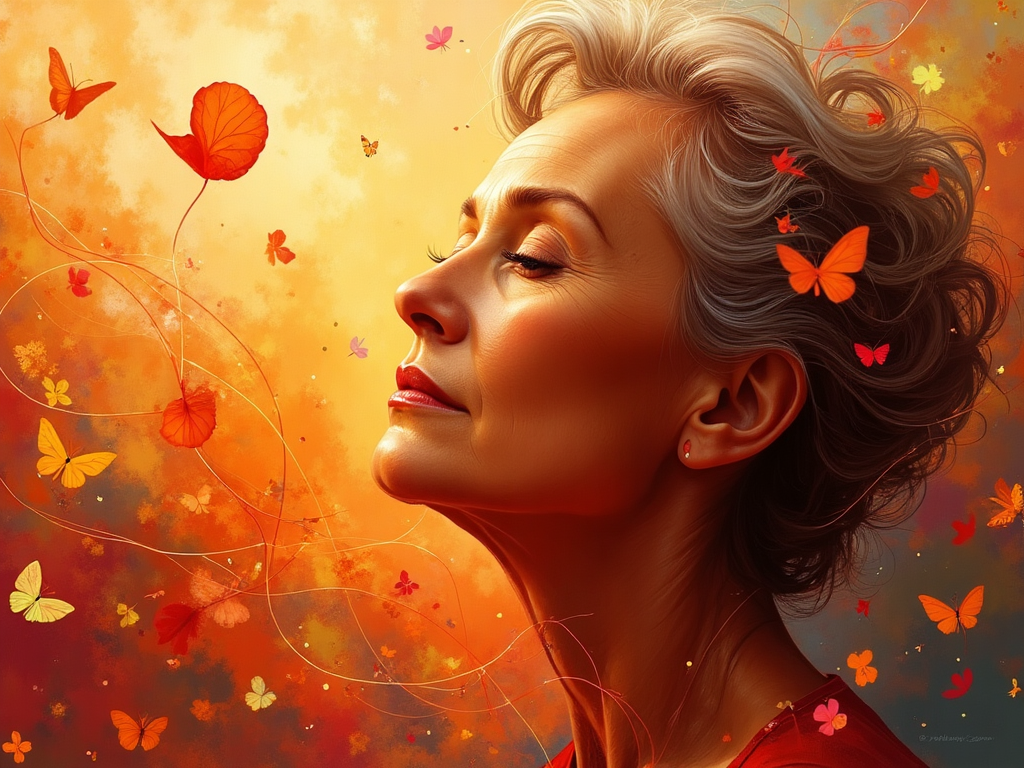 _abstract_image_of_people_over_50s_13f352e5-2507-4b66-9287-fa9c1176c475 - SeniorLoveHub abstract image of a woman surrounded by butterflies