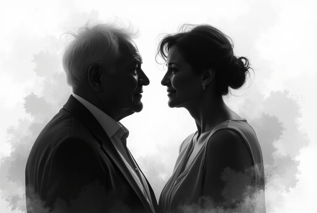 _abstract_image_of_senior_couple_over_50_black_and_white_101 - SeniorLoveHub senior close up couple