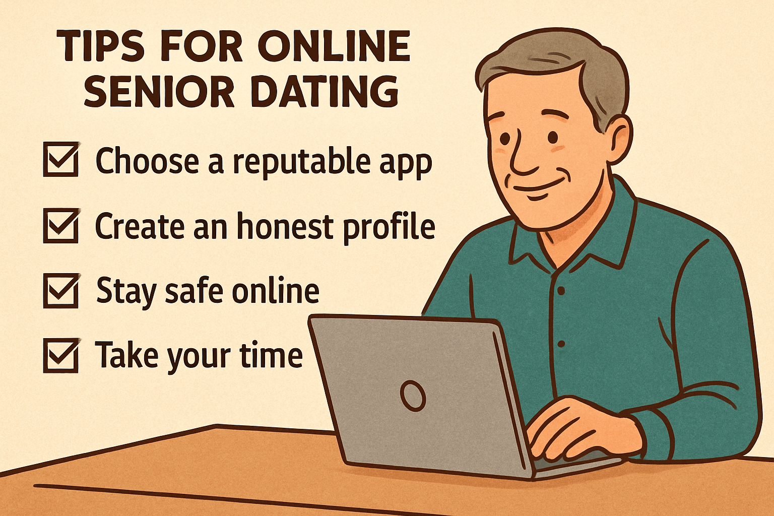 tips for online senior dating apps Middle-aged person on a - SeniorLoveHub tips for online senior dating apps